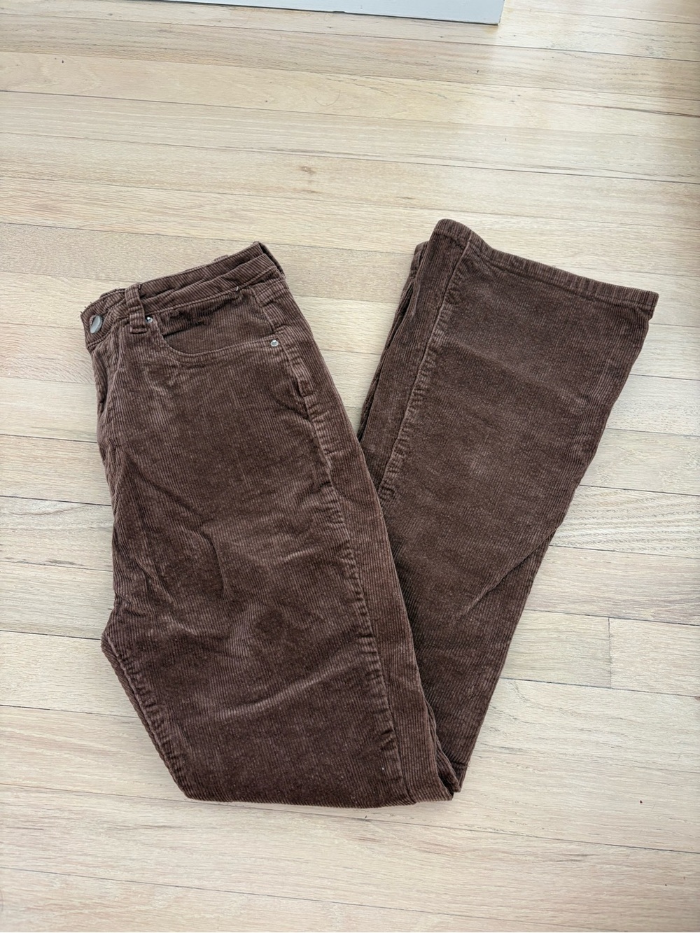 SHEIN Brown Women's Corduroy Jeans - Straight Leg